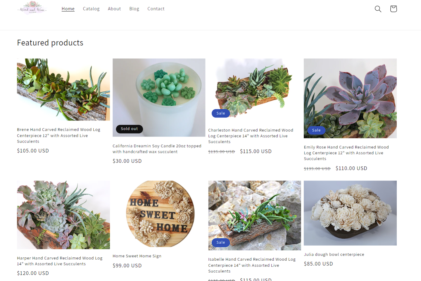 wood wine succulents